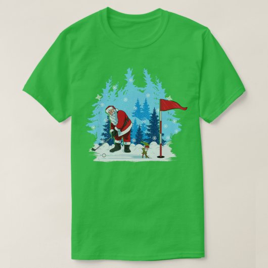 T-shirt Golf Père Noël Puting Golf Golfing Sports de Noël (Design devant)