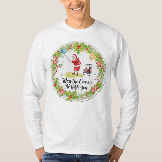 T-shirt Golf Que le parcours soit avec vous thème de Noël (Devant)