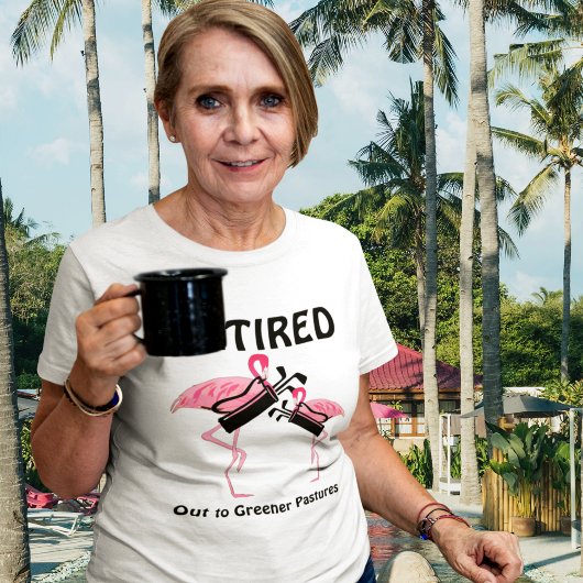 T-shirt Golf Thème de retraite Flamants roses Humours