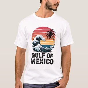 T-shirt Golfe du Mexique Retro Sunset Wave Design