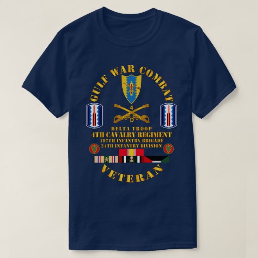 T-shirt GolfeCombat cavalier avec Delta Troop 4th Cav 197t (Design devant)