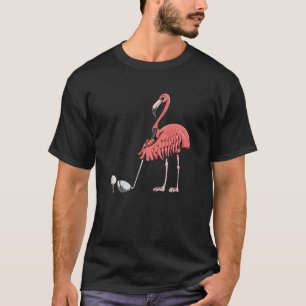 T-shirt Golfer Golf Club Motif Golf Flamant rose rose