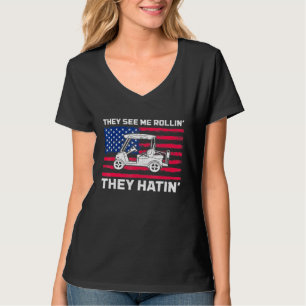 T-shirt Golfer Papa Nous Marche Drapeau Ils Me Voient Roul