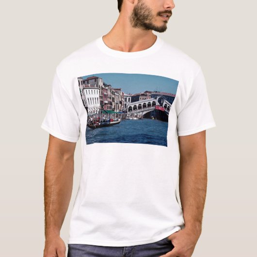 T-shirt Gondole sur le canal grand, pont de Rialto, (Devant)