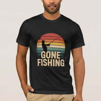 T-shirt Gone Fishing Retro Sunset Men’s 