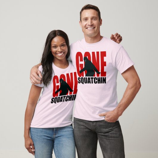 T-shirt Gone Squatchin (rouge et noir) (Unisexe)