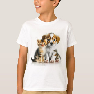 T-shirt Good Friends Puppy And Kitten