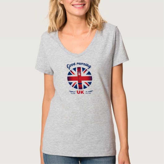 T-shirt Good Morning UK - Union Jack & London Téléphone Bo (Devant)