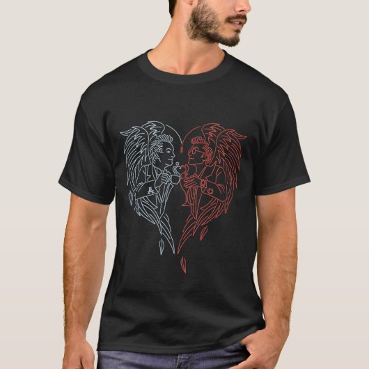 T-shirt Good Omens - Un toast au monde (bleu et rouge) T (Devant)