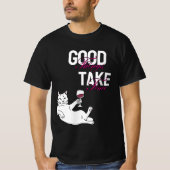 T-shirt Good Things Take Time - Chill Cat avec Wine Design (Devant)