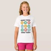 T-shirt Good Vibes Fleurs marguerites colorées (Devant entier)