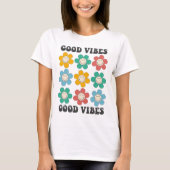 T-shirt Good Vibes Fleurs marguerites colorées (Devant)
