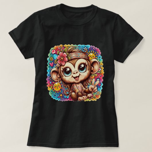 T-shirt Good Vibes Peace Monkey Women's Tee (Design devant)