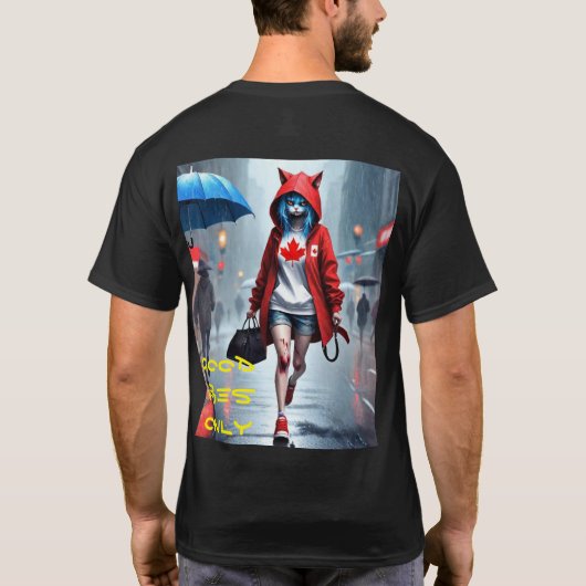 T-shirt Good Vibes seulement : Chat dans la pluie (Dos)