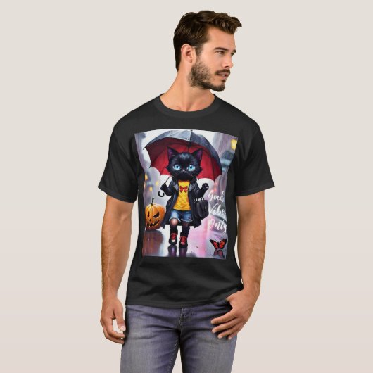 T-shirt Good Vibes seulement : Chat dans la pluie (Devant entier)