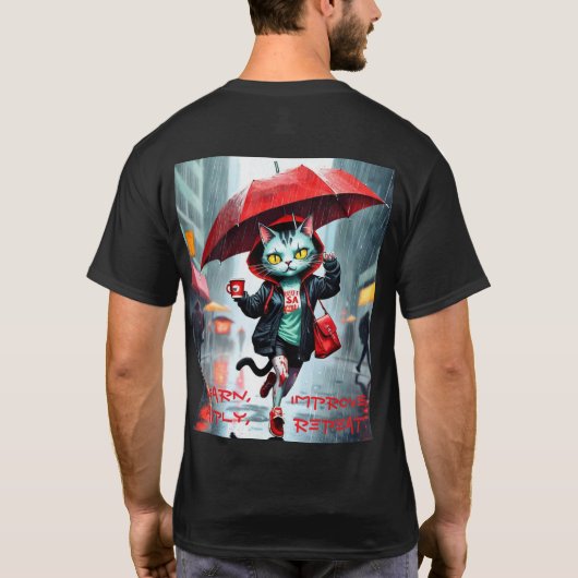 T-shirt Good Vibes seulement : Chat dans la pluie (Dos)