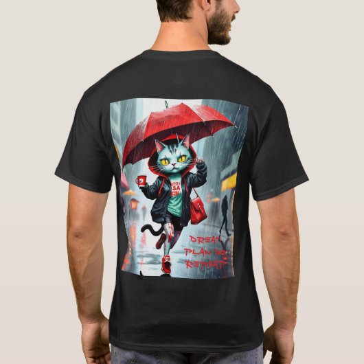 T-shirt Good Vibes seulement : Chat dans la pluie (Dos)