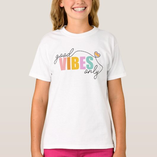 T-shirt Good Vibes seulement Rainbow Heart (Devant)