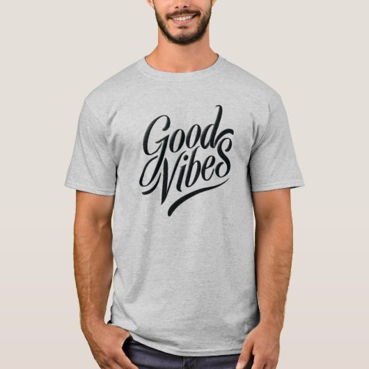 T-shirt Good Vibes - Style Calligraphie moderne (Devant)