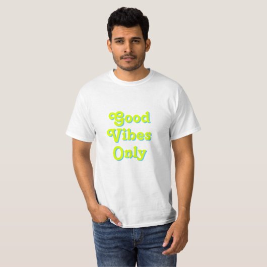 T-shirt Good Vibes uniquement chartreuse vert clair bleu b (Devant entier)