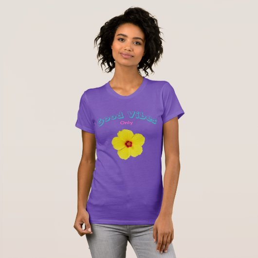 T-Shirt Good Vibes Uniquement L'Art Hibiscus Jaune (Devant entier)