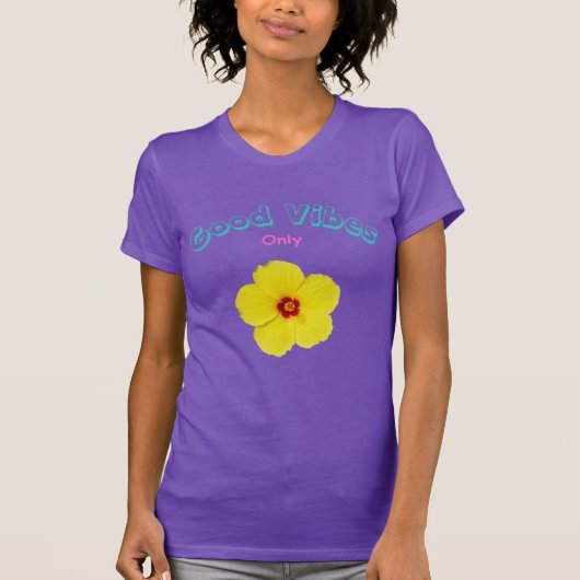 T-Shirt Good Vibes Uniquement L'Art Hibiscus Jaune (Devant)
