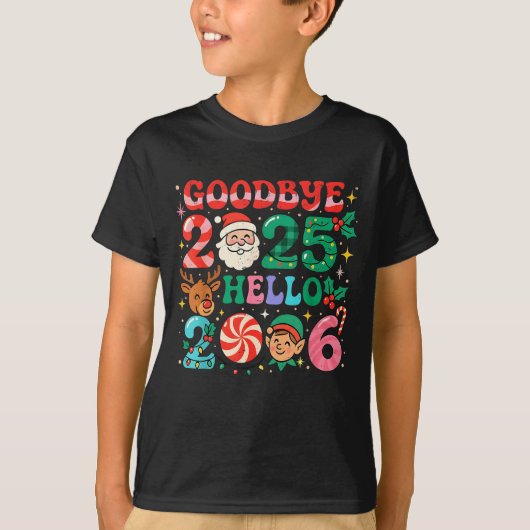 T-shirt Goodbye 2025 Hello 2026 Cute Christmas New Year  (Devant)