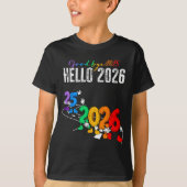T-shirt Goodbye 2025 Hello 2026 Funny Cartoon New Year Boy (Devant)