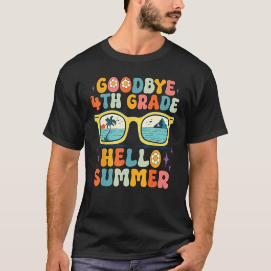 T-shirt Goodbye 4th Grade Hello Summer Groovy Teacher Girl (Devant)