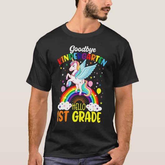 T-shirt Goodbye Kindergarten Hello 1st Grade Unicorn Girls (Devant)