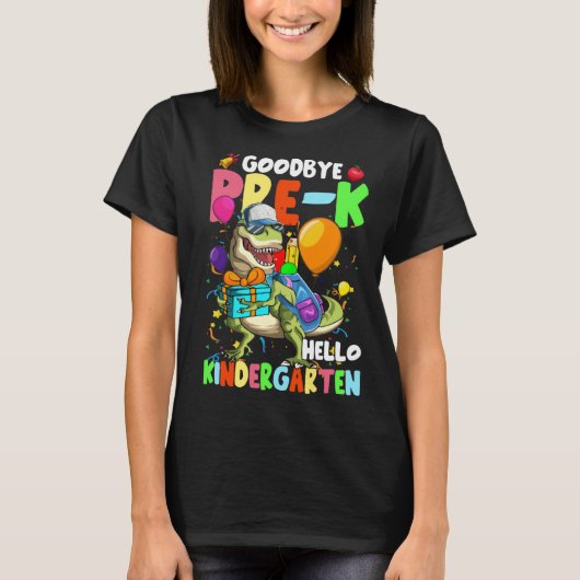 T-shirt Goodbye Pre K Hello Kindergarten Dinosaur Boys Gir (Devant)