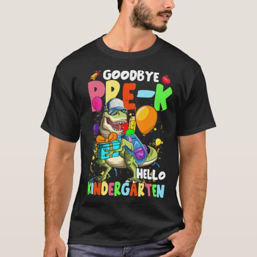 T-shirt Goodbye Pre K Hello Kindergarten Dinosaur Boys Gir (Devant)