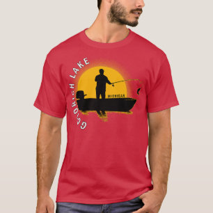 T-shirt Goodrich Lake Fishing Michigan Sunrise