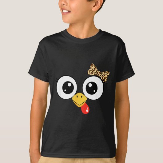 T-shirt Googly-eyed Turkey With Leopard Bow, Funny Cartoon (Devant)