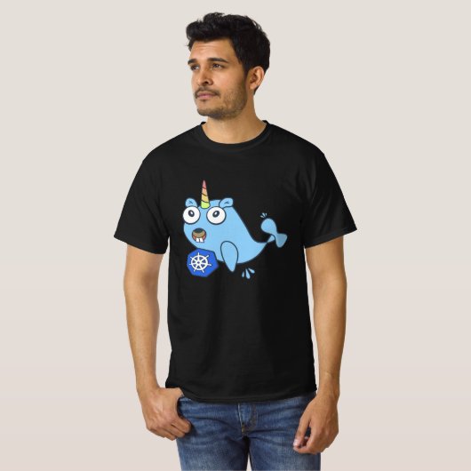T-shirt Gopher Docker unicorne avec Kubernetes (Devant entier)