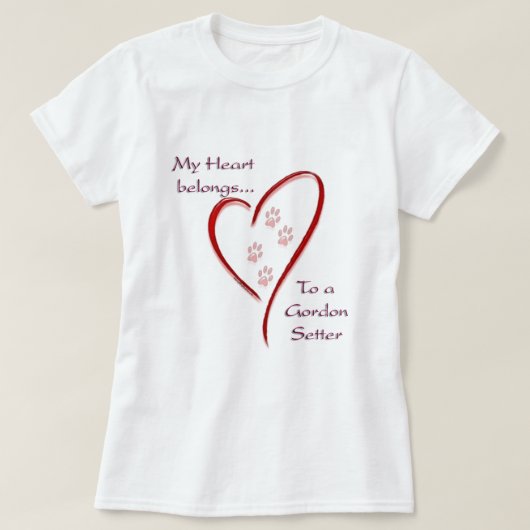 T-shirt Gordon Setter Heart Appartient (Design devant)