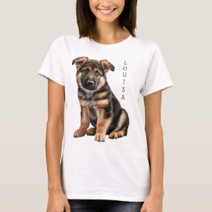 T-SHIRT GORGEOUS NOIR & TAN ALLEMAND SHEPHERD PUPPY