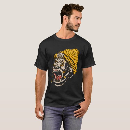 T-shirt Gorilla American traditionnel tatouage encré Vieux (Devant entier)