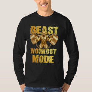 T-shirt Gorilla Beast Workout Mode Gold Lifting Weights Gy