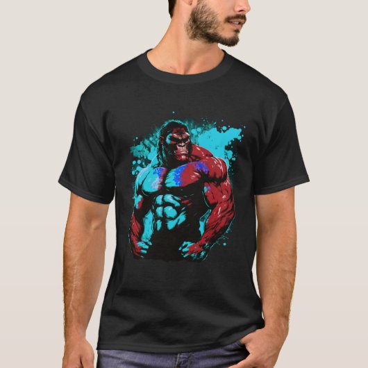 T-shirt Gorilla Bodybuilding Muscles MMA Fighter Gym Worko (Devant)
