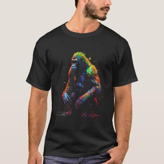 T-shirt Gorilla Colourful Artwork  Animal Monkey Zoo Goril (Devant)