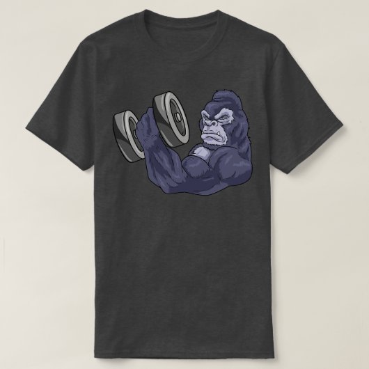 T-shirt Gorilla Comme Bodybuilder Avec Barbell (Design devant)