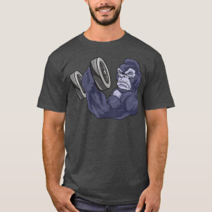 T-shirt Gorilla Comme Bodybuilder Avec Barbell