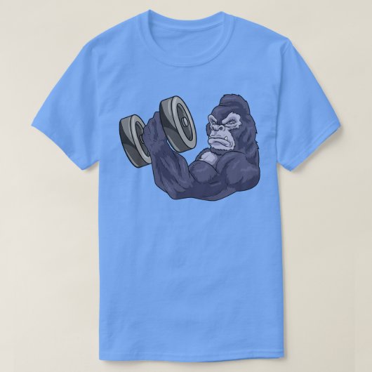 T-shirt Gorilla Comme Bodybuilder Avec Barbell (Design devant)