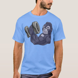 T-shirt Gorilla Comme Bodybuilder Avec Barbell
