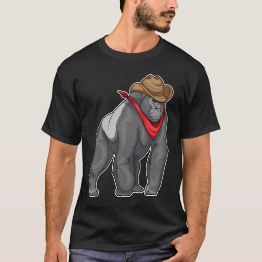 T-shirt Gorilla Cowboy Cowboy casquette (Devant)