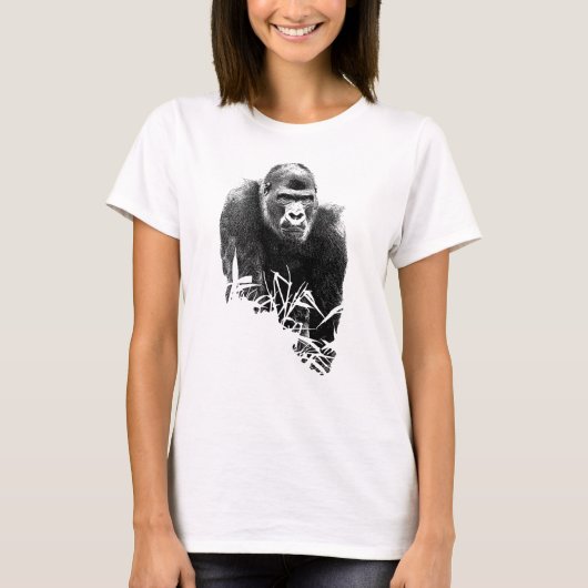 T-shirt Gorilla Lope Digital Outline Art (Devant)