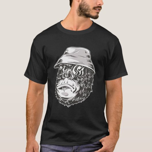 T-shirt Gorilla Monkey Pêcheur Singe Singe Gorille Enfants (Devant)