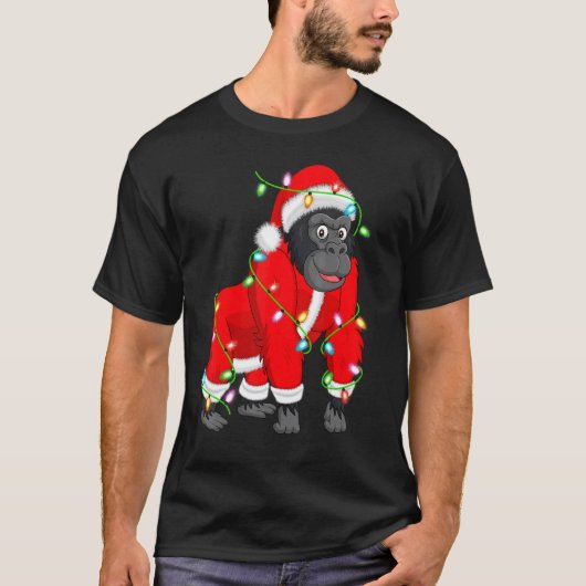 T-shirt Gorilla Noël Lumière Noël Père Noël Gorilla (Devant)