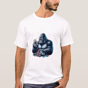 T-shirt gorilla singe jouer aux cartes poker casino